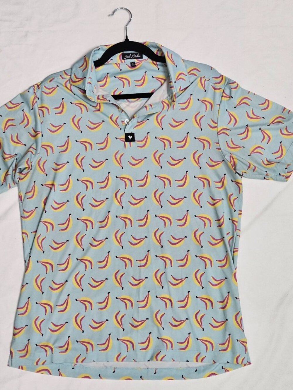 Bad Birdie Small "Going Bananas" Performance Polo Shirt 🍌 Graphic Print